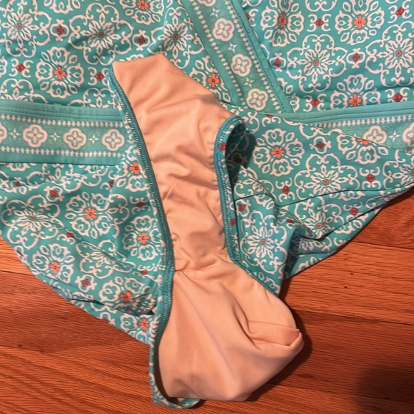 Cabana Life X Talbots One Piece Bikini Swimsuit Teal Blue Agua Large - Picture 4 of 4